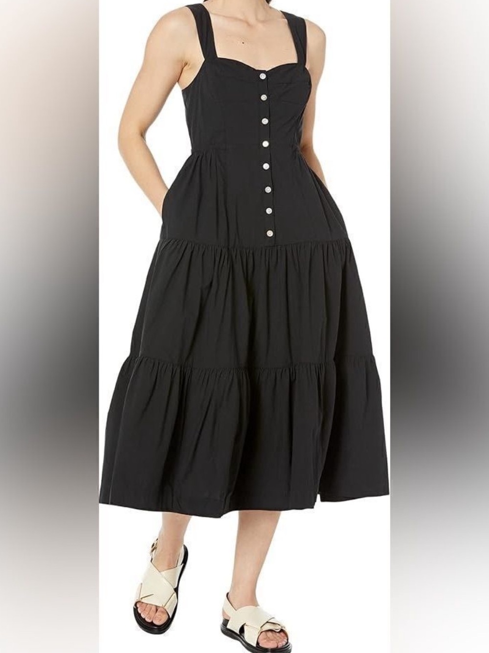 Madewell Suzette Seamed Bodice Tiered Midi Dress